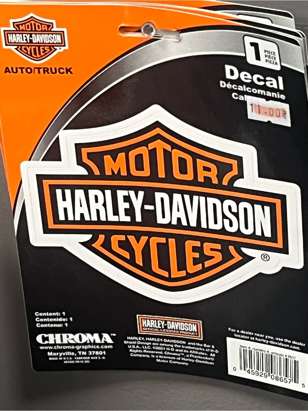 Harley-Davidson Black & Orange Shield Logo Decal